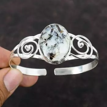 Браслет-манжета с астрофиллитом, браслет-манжета из стерлингового серебра 925 пробы, регулируемый браслет-манжета, ювелирное изделие ручной работы, подарок для мамы, серебряные украшения Adjustable