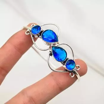 Браслет-манжета с драгоценным камнем танзанит, браслет из стерлингового серебра 925 пробы, регулируемый браслет-манжета ручной работы, для подарков, помолвочных украшений Adjustable синий