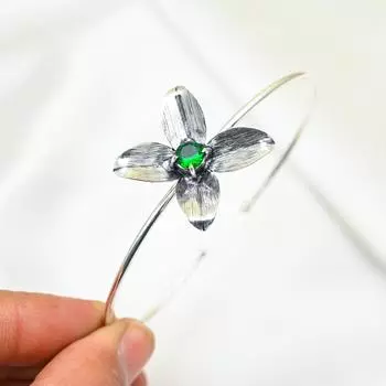 Браслет-манжета с хромированным диопсидом, регулируемый браслет из стерлингового серебра 925 пробы, совершенно новый браслет-манжета ручной работы, серебряные украшения, свадебные подарки Adjustable зелёный