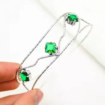 Браслет-манжета с хромированным диопсидом, регулируемый браслет из стерлингового серебра 925 пробы, совершенно новый браслет-манжета ручной работы, серебряные украшения, свадебные подарки Adjustable зелёный