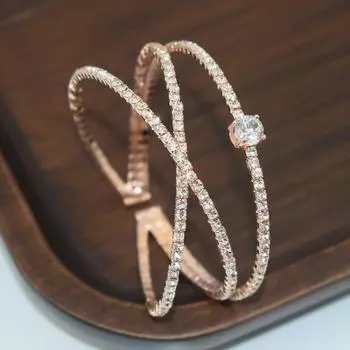 Браслет-манжета с подвеской, романтический открытый браслет со стразами, креативный этнический браслет, подарок серебряный