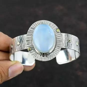 Браслет-манжета с радужным лунным камнем, браслет ручной работы из драгоценных камней, серебряный браслет 925 пробы, регулируемый браслет-манжета, серебряные ювелирные изделия, подарки для женщин