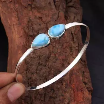 Браслет-манжета, Серебряный браслет, Ювелирные изделия ручной работы, Женский браслет, Ювелирные изделия с драгоценными камнями синий