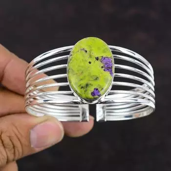 Браслет-манжета Stichtite, ювелирные изделия из драгоценных камней, регулируемый браслет, браслет-манжета из стерлингового серебра 925 пробы, браслет ручной работы, ювелирные изделия Stichtite, подарки для него