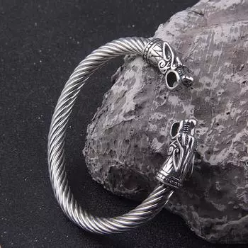Браслет-манжета Viking Odin Raven из нержавеющей стали, аутентичный скандинавский аксессуар для мужчин и женщин
