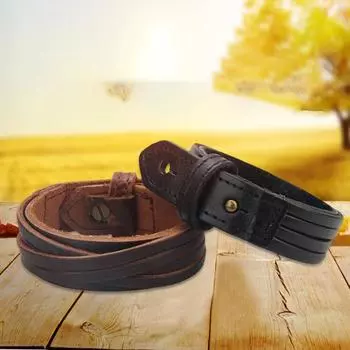 Браслет Многослойный индивидуальный плетеный браслет из искусственной кожи в стиле панк для повседневной жизни чёрный