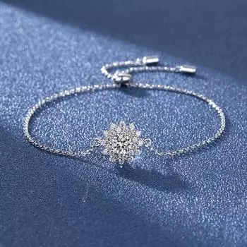 Браслет Mosang Diamond из чистого серебра S925 с подсолнухом, американский цвет D, 50 центов, браслет Mosang Stone, женский электрический толстый слой золота zircon