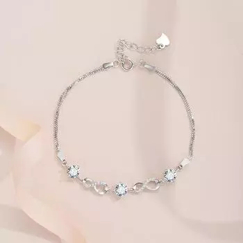 Браслет Mosang из чистого серебра S925 с бриллиантами, легкий, роскошный и простой, маленький и популярный, полный звезд, 8-значный браслет для подруги Adjustable size