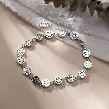 Браслет Mutil из стерлингового серебра 925 пробы с улыбающимся лицом, цепочка из тайского серебра для подарка лучшему другу 16.5cm add 4cm