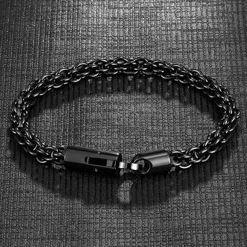 Браслет мужской золотой черный нержавеющая сталь звено цепи панк мотоцикл аксессуары шарм ручной работы модные ювелирные изделия подарок для парня 19cm