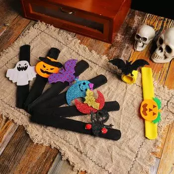 Браслет на Хэллоуин, хлопающий круг, принадлежности для детских праздников, новое украшение на запястье в виде тыквы на Хэллоуин в виде летучей мыши. Average Size