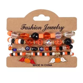 Браслет на Хэллоуин, многослойный, летучая мышь, тыква, паук, кулон, эластичный браслет для женщин и мужчин, универсальный браслет, подарки