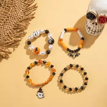 Браслет на Хэллоуин с паутиной, многослойный браслет с тыквенной подвеской, браслеты для женщин style 1