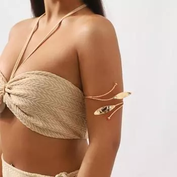 Браслет на открытой руке Регулируемый полый сплошной цвет Цветочный лист Запутанный декор Противоскользящий женский выпускной вечер Косплей Производительность ювелирные изделия B золотистый