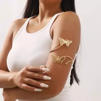 Браслет на открытую руку Регулируемая полая форма бабочки Сплошной цвет Цветочный декор Противоскользящая женская вечеринка для выпускного вечера Косплэй Ювелирные изделия