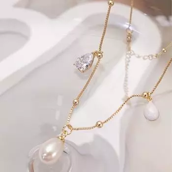 Браслет на щиколотку из натурального жемчуга, женская ретро-сплавная каплевидная форма, ювелирные изделия высокого класса, легкая роскошная невыцветающая цепочка на ногу