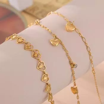 Браслет на щиколотку из титановой стали с любовным узором и покрытием из 18-каратного золота, женский, элегантный дизайн, легкая роскошь