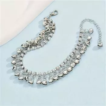 Браслет на щиколотку с колокольчиками и кисточками, 1 шт., подвеска в винтажном стиле, золотая/серебристая цепочка на щиколотку, цепочка в стиле бохо золотистый