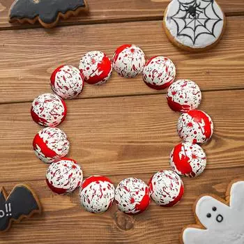 Браслет на тему Хэллоуина, праздничный стиль, унисекс-браслет с принтом снежинки и паутины, регулируемые деревянные бусины для Хэллоуина