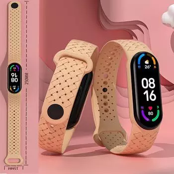 Браслет на запястье для Xiaomi Mi Band 7, сменный спортивный дышащий силиконовый плетеный ремешок Solo Loop Correa NFC Miband 6 5 4 For Mi Band 3 чёрный