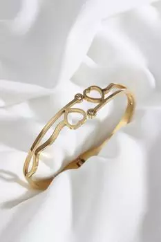 Браслет-наручники стального сердца золотого цвета