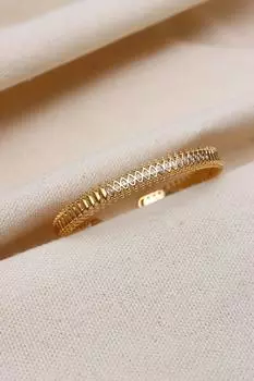 Браслет-наручники Vip с камнями серебряного цвета