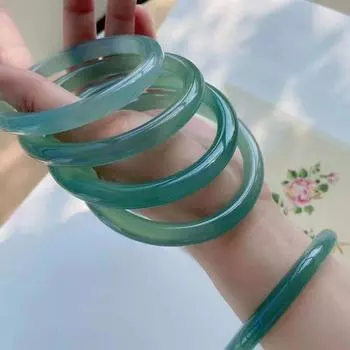 Браслет Natural Icy Species Oil Blue Chalcedony 8MM, модный браслет с изумрудом и подвесками, женский подарок 52MM