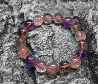 Браслет Natural Super Seven с бусинами 12 мм, высокая светопропускаемость класса AAAA 12mm