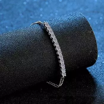 Браслет Neetim из муассанита, белое золото 18 карат, стерлинговое серебро 925 пробы, D Vvs1, регулируемая цепочка с бриллиантами круглой огранки для женщин Resizable