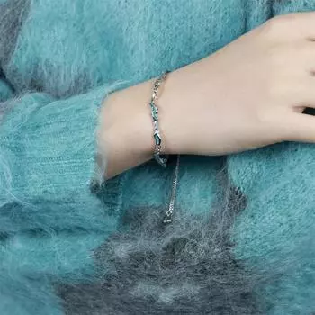 Браслет Niche Irregular Zircon Waves Blue Bamboo Joint Chain Charms Регулируемые легкие роскошные браслеты Y2K Party Jewelry