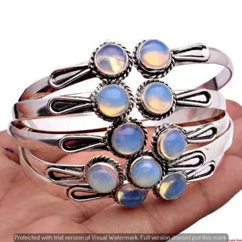 Браслет Opalite, регулируемый браслет ручной работы с драгоценными камнями Opalite, браслет-манжета с белым кристаллом Opalite, оптовые браслеты Free Size синий