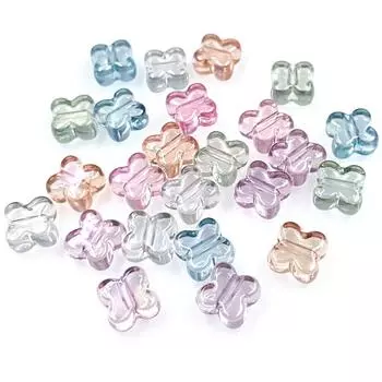 Браслет, ожерелье, четыре лепестка, цветок, свободные бусины, 10 шт., креативный бисерный материал, ювелирные аксессуары, УФ-покрытие, волшебная цветная подсветка, прозрачный фиолетовый