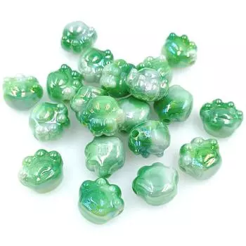 Браслет, ожерелье, двухцветные бусины в виде кошачьих лапок, 10 шт., аксессуары для украшений своими руками, модные бусины из акрилового материала с эффектом УФ-излучения зелёный