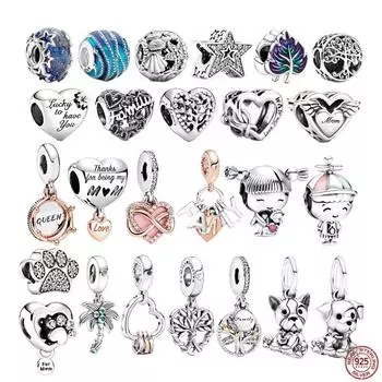 Браслет/ожерелье из стерлингового серебра 925 пробы, подвеска из бисера, ювелирные изделия Galaxy Queen, маленькая девочка и мальчик, собака Лабрадор, любовь, мама