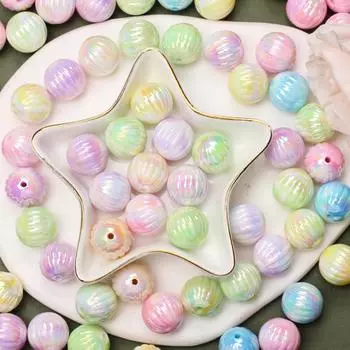 Браслет, ожерелье, материалы для изготовления, аксессуары ручной работы, УФ-ослепление, своими руками, 10 шт., облачный туман, 16 мм, радужные тыквенные бусины розовый