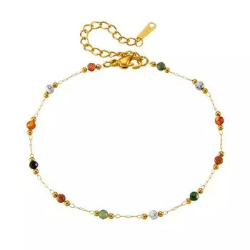 Браслет/Ожерелье/Ножной браслет ручной работы в этническом стиле, украшения из разноцветных каменных бусин для женщин, уникальные аксессуары с драгоценными камнями 2