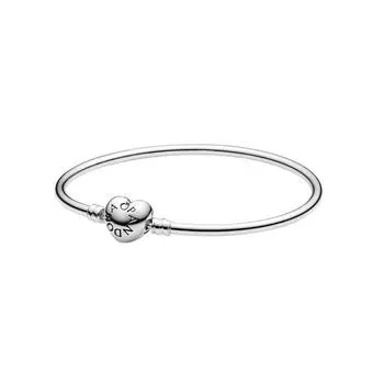 Браслет Pandora Moments Heart Clasp 596268-17 для женщин серебряный