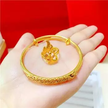 Браслет павлин в этническом стиле для женщин, сплошной, гладкий, скользящий, регулируемый браслет one size(16-22CM) золотой