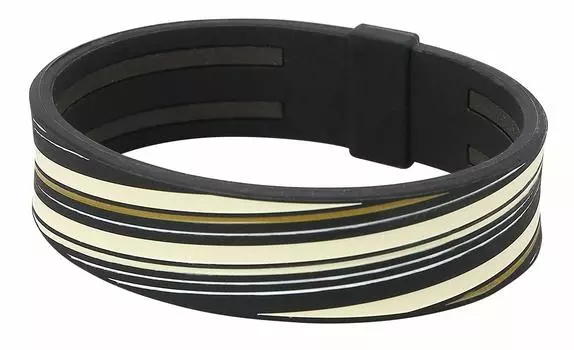 Браслет phiten RAKUWA Браслет S Силиконовый Slash Line 17 см Черный/Кремовый