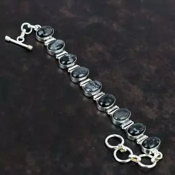 Браслет Пикассо Джаспер, браслет из драгоценных камней, элегантные ювелирные изделия, браслет из стерлингового серебра 925 пробы, регулируемый браслет-цепочка, ювелирные изделия ручной работы для подарков