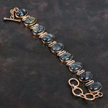 Браслет Пикассо из яшмы Медный браслет из драгоценных камней Регулируемый браслет-цепочка Медные украшения Браслет ручной работы Ювелирные изделия из яшмы Пикассо для подарков