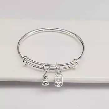 Браслет Ping An Gourd, женские белые медные аксессуары, простой модный регулируемый браслет Push Pull, новый браслет середины осени Adjustable size