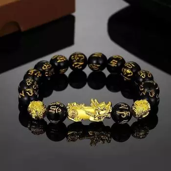 Браслет Пиксиу: Чистое золото 999 пробы с мантрой из шести символов – подарок унисекс на День отца или парня 18 pieces