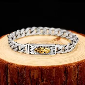 Браслет Pixiu Мужской Корейская версия The Tide Single Street Hip-hop Tide Мужской Личность Модный тренд Передача Ретро 22cm