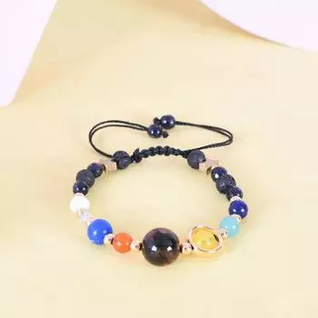 Браслет «Планета», регулируемый браслет из бисера, восемь планет, ручная работа, красочные декоративные украшения, подарок для мужчин и женщин, космический