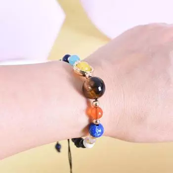 Браслет «Планета», регулируемый браслет из бисера, восемь планет, ручная работа, красочные декоративные украшения, подарок для мужчин и женщин, космический