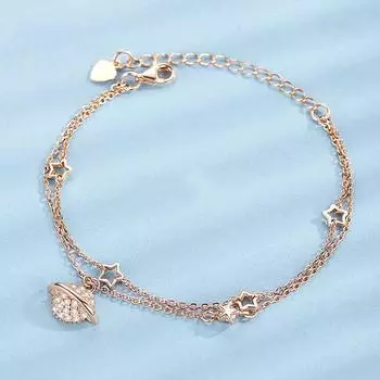 Браслет Планета Женский Серебряный Браслет Розовое Золото Звезда серебряный