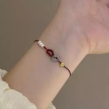 Браслет плетеный винно-красного цвета, регулируемый, милый, с цветочными монетами, креативный, простой, женский браслет, ювелирные изделия