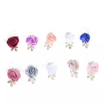 Браслет подружки невесты из искусственной розы для девочек, свадебные цветы на запястье, лента с жемчугом, свадебные подарки, цветы на запястье, вечерние аксессуары для выпускного вечера as the picture