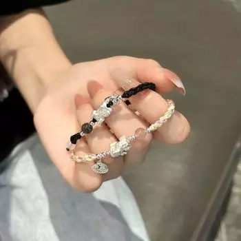 Браслет-подвеска Fu Charm для пары, удачи, плетение, ручная веревка, винтажный браслет Pixiu из бисера для женщин